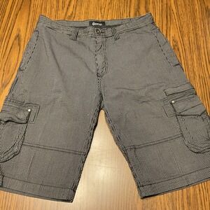 Guess Men's Black And Grey‎ Pinstripe Grunge Skater Long Shorts Size 32